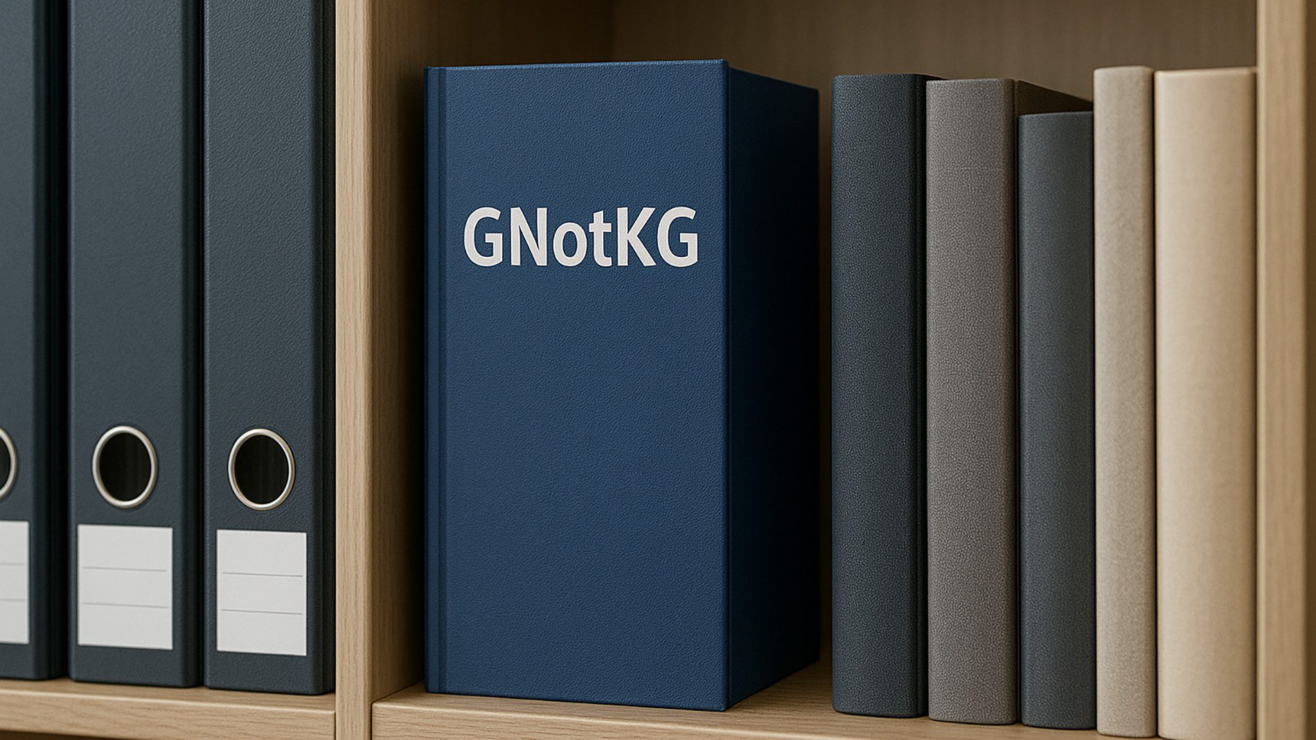Blaues Buch mit dem Titel GNotKG zwischen Ordnern und Büchern in einem modernen Notariat.